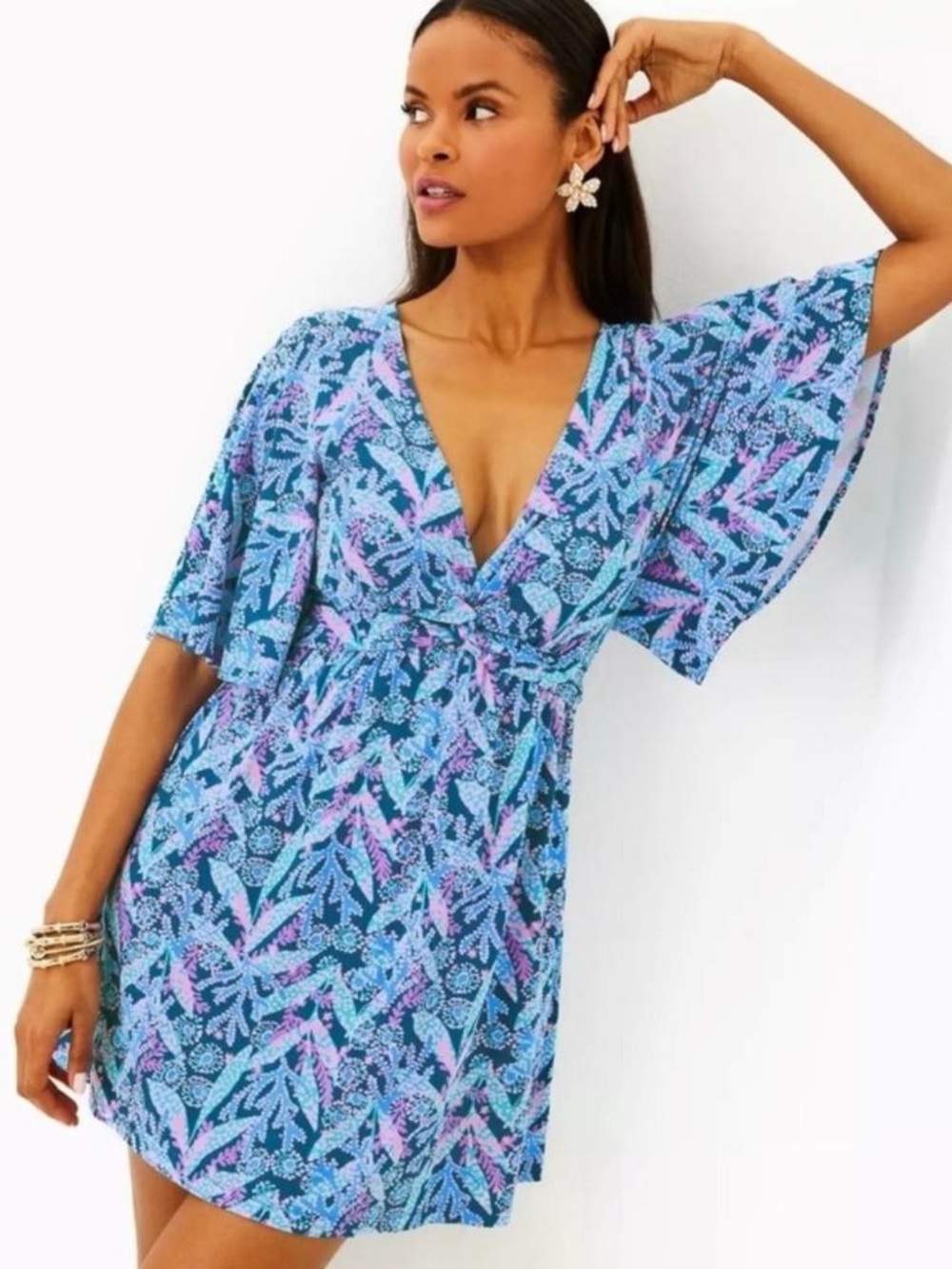 Lilly Pulitzer NWOT Minka Skirted Romper Dress Barton Blue Star Gazing Size XS